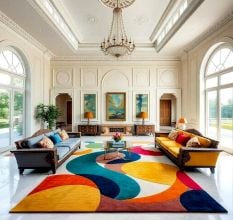 Handcrafted Multicolor Abstract Contemporary Living Room Rug